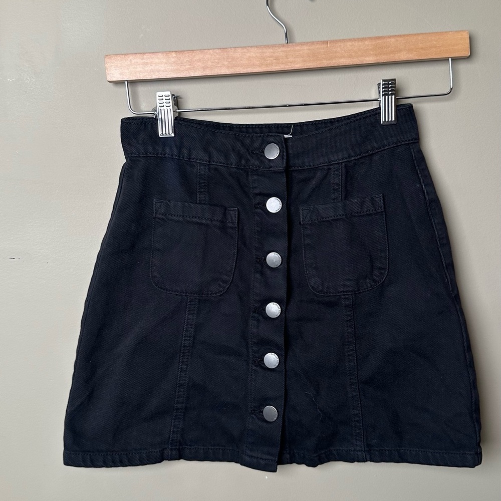 Black denim skirt